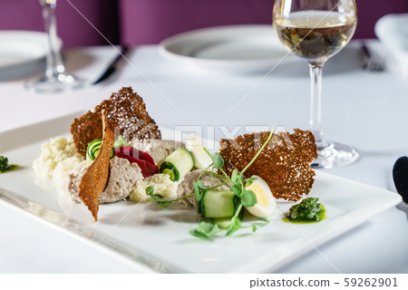 gourmet salad in the restaurant 59262901