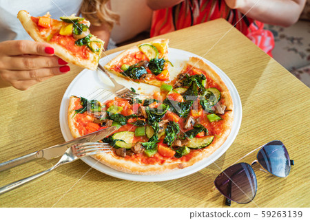 fresh pizza with organic vegetables fresh pizza with organic vegetables 59263139