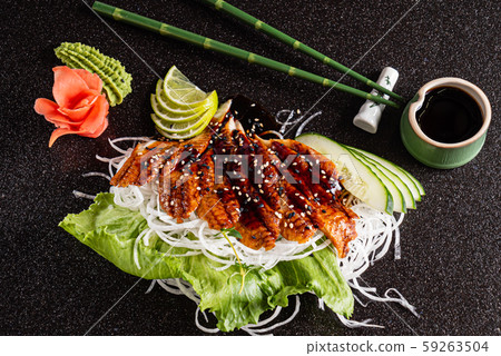 sashimi on the black background sashimi on the black background 59263504