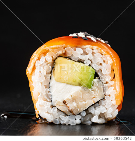 sushi on the black background 59263542