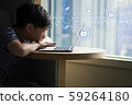 A young smart asian boy using laptop computer to study e-learning, coding program, access online education, search engine. New media, Education system tools, Social media, Digital Technology concept. 59264180