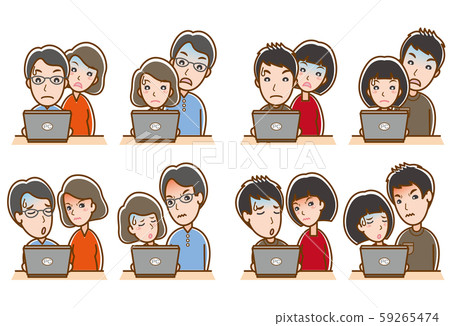 Illustration of couple facial expressions 59265474