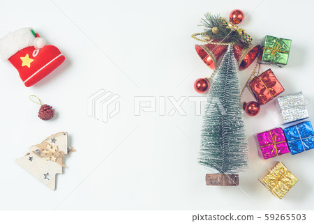 Beautiful Christmas decorations 2020 on a light background. 59265503
