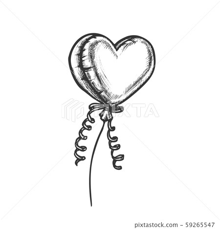 Balloon In Heart Form Decorative Gift Ink Vector 59265547