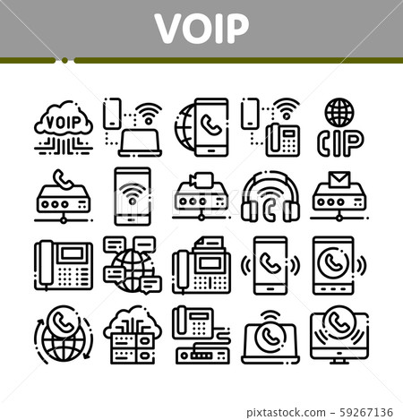 Voip Calling System Collection Icons Set Vector 59267136