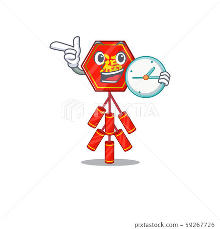 illustration character chinese firecracker cartoon shape with bring clock illustration character chinese firecracker cartoon shape with bring clock 59267726