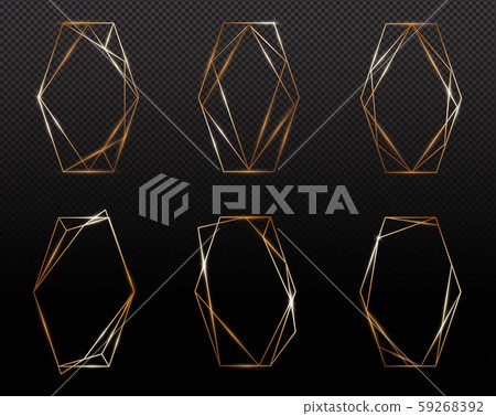 Copper frames. Copper geometrical polyhedron, art deco style for wedding invitation, luxury 59268392