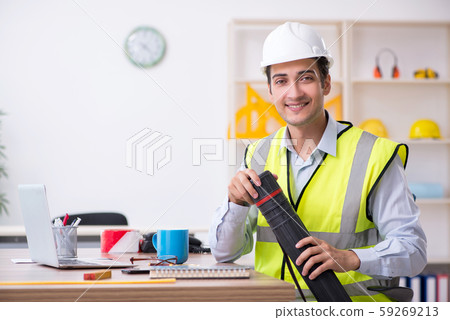 Young male architect working in the office 59269213