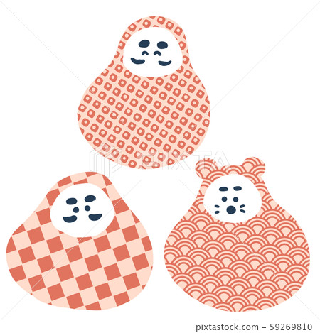 Japanese pattern hand-drawn dharma vector illustration material cute new year mascot 59269810