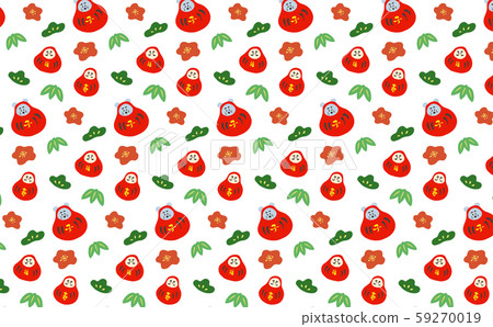 Hand-drawn Dharma pattern background material, cute New Year's gift, Shochikuume vector illustration Hand-drawn Dharma pattern background material, cute New Year's gift, Shochikuume vector illustration 59270019