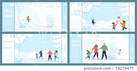 Winter Fun and Recreation Flat Landing Page Set Winter Fun and Recreation Flat Landing Page Set 59270475