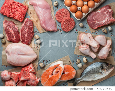 Carnivore diet, zero carb concept, top view 59270659