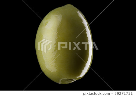 Macro photo of green olive with reflection of light isolated on a black Macro photo of green olive with reflection of light isolated on a black 59271731