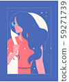 Vector fashion portrait of a model girl. Retro trendy illustration. 59271739