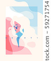 Fashion portrait of a blondie model girl with sunglasses. Retro trendy pink color poster or flyer. 59271754