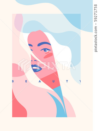 Fashion portrait of a blondie model girl. Retro trendy coral color poster or flyer. Fashion portrait of a blondie model girl. Retro trendy coral color poster or flyer. 59271758