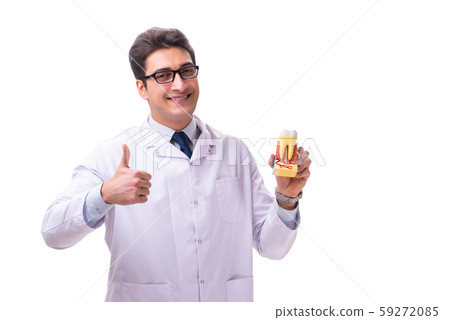 Young male doctor stomatologist isolated on white 59272085
