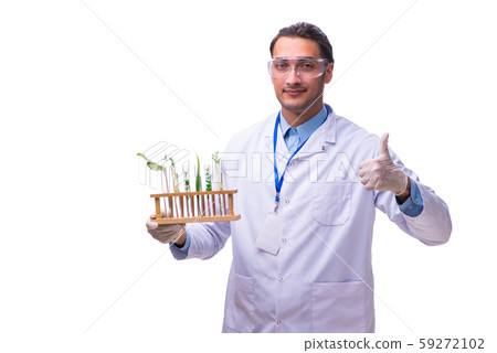 Young male chemist isolated on white 59272102