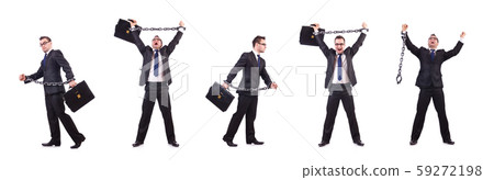 Businessman with chain isolated on the white 59272198