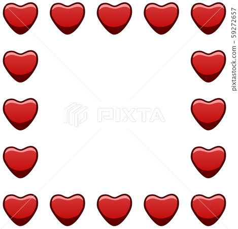 Square frame with red hearts on white background - Stock Illustration ...