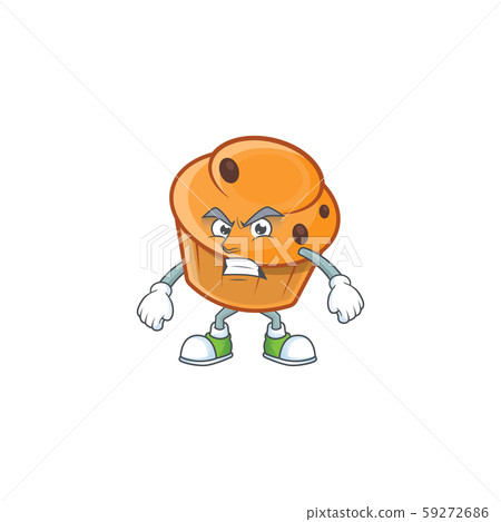 Cartoon brioche in the annoyed character shape. Cartoon brioche in the annoyed character shape. 59272686