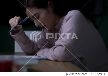 Female exam student all night 59272931