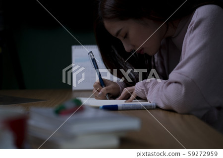 Female exam student all night Female exam student all night 59272959