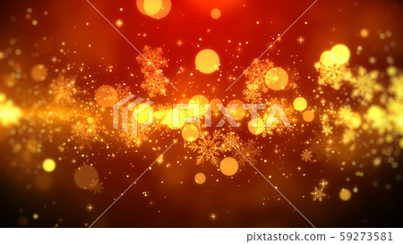 Golden bokeh and snowflakes lights on red background with Christmas theme Golden bokeh and snowflakes lights on red background with Christmas theme 59273581