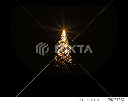 Gold Christmas tree lights with snowflakes and stars on black background for overlay Gold Christmas tree lights with snowflakes and stars on black background for overlay 59273582