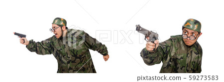 Military man with a gun isolated on white Military man with a gun isolated on white 59273583