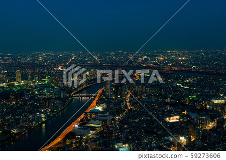 The view of city night from Tokyo Sky Tree top level 59273606