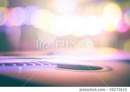 Close up guitar line on lights bokeh background soft focus for romantic song background Close up guitar line on lights bokeh background soft focus for romantic song background 59273610