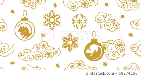 Seamless design with clouds and rat symbol. Seamless design with clouds and rat symbol. 59274155