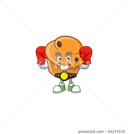 Pastry brioche mascot with boxing cartoon character Pastry brioche mascot with boxing cartoon character 59274159