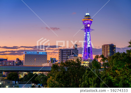 Night view of Tennoji Park and Tsutenkaku 59274333