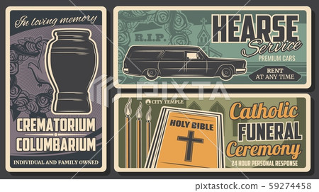 Hearse rent, cremation urn. Bible funeral ceremony 59274458