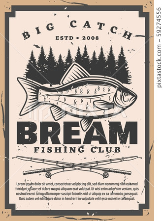 Retro fishing club, bream fish and rods tentacles Retro fishing club, bream fish and rods tentacles 59274556