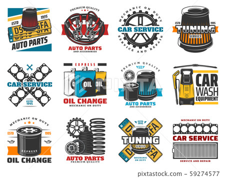 Vehicle repair and car spare part icons Vehicle repair and car spare part icons 59274577