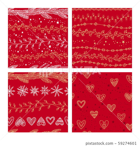 Beautiful seamless Christmas and winter patterns, drawn by hand. Many festive elements and patterns. Vector graphics and illustration. Beautiful seamless Christmas and winter patterns, drawn by hand. Many festive elements and patterns. Vector graphics and illustration. 59274601