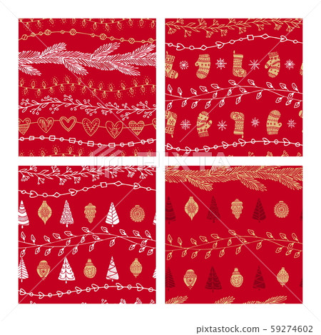 Beautiful seamless Christmas and winter patterns, drawn by hand. Many festive elements and patterns. Vector graphics and illustration. Beautiful seamless Christmas and winter patterns, drawn by hand. Many festive elements and patterns. Vector graphics and illustration. 59274602
