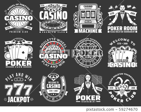 Poker club and casino, gambling game icons Poker club and casino, gambling game icons 59274670