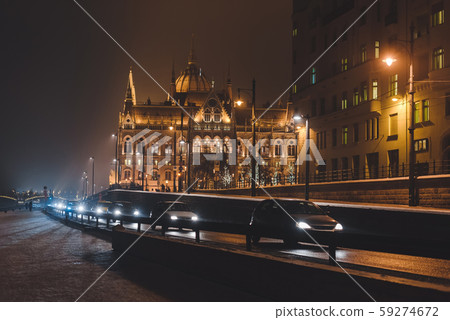 Hungarian Parliament Building at Winter Night 59274672