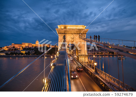 Szechenyi Chain Bridge on Danube River Szechenyi Chain Bridge on Danube River 59274679