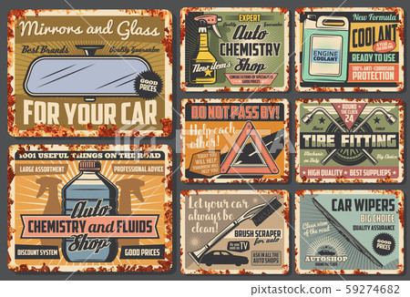 Car accessories, vector rusty vehicle spare parts 59274682