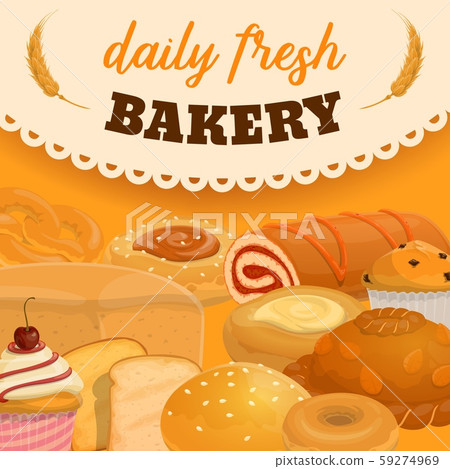 Bread And Pastry Food Desserts Daily Bakery Stock Illustration 59274969 Pixta