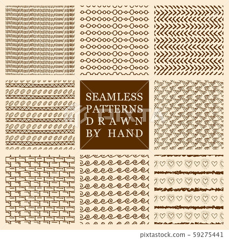 Vector set of hand drawn seamless patterns made... - Stock Illustration ...