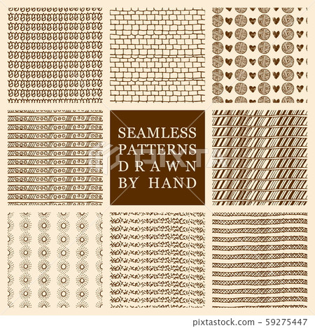 Vector set of hand drawn seamless patterns made... - Stock Illustration ...