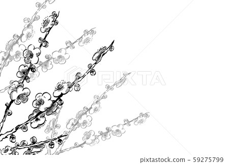 Plum blossom New Year's card (monotone) Plum blossom New Year's card (monotone) 59275799