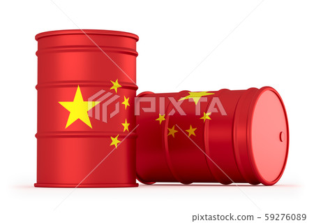 China oil styled flag barrels isolated on white China oil styled flag barrels isolated on white 59276089