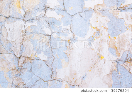 Background of an old whitewashed and painted in yellow and blue solid wall with peeling paint and Background of an old whitewashed and painted in yellow and blue solid wall with peeling paint and 59276204